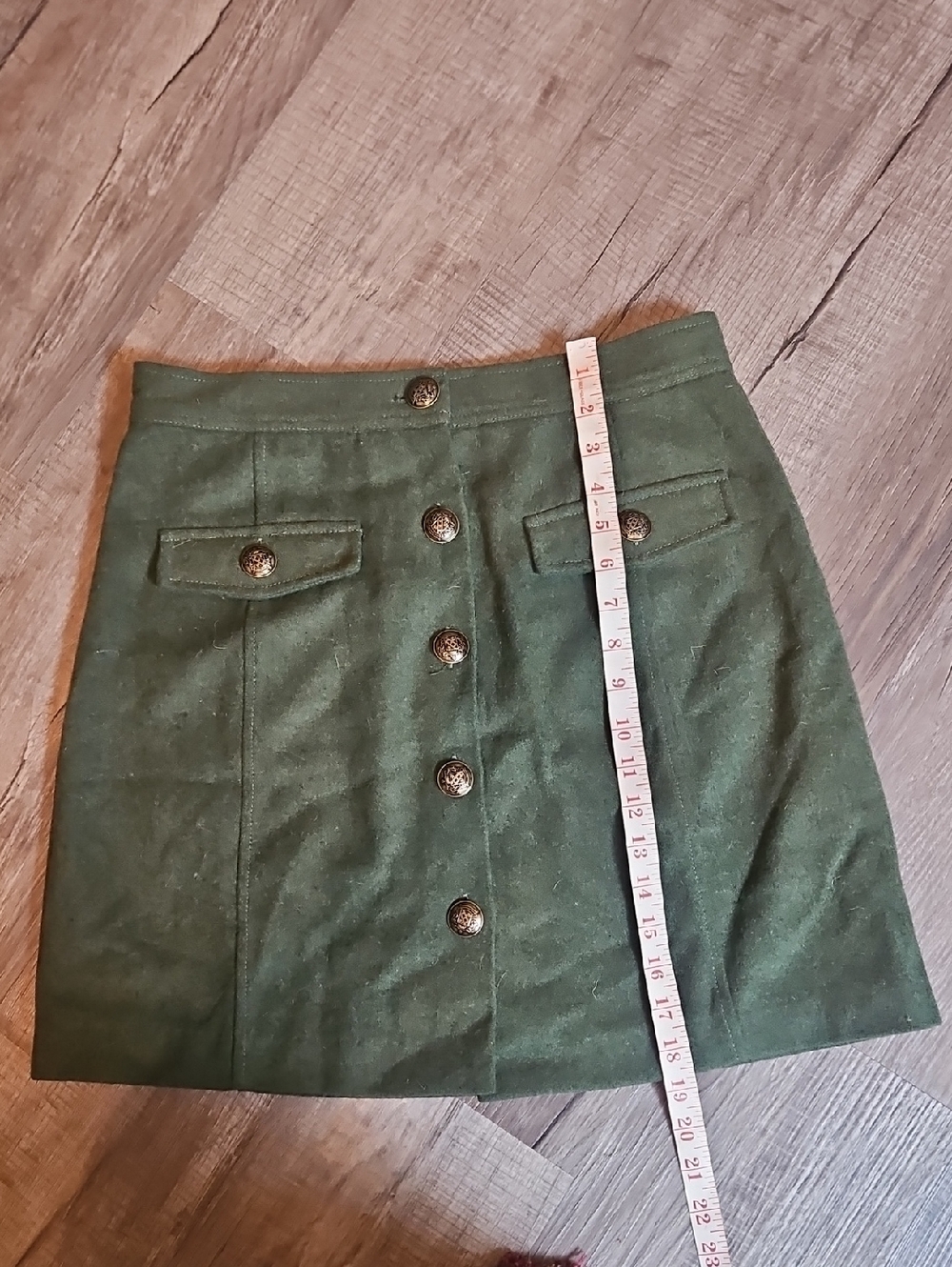 Modcloth Olive Green Button-Front Mini Skirt - Picture 4 of 9